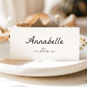 Elegant Wedding Place Cards: Black & White, Hand-Drawn Font, Printed