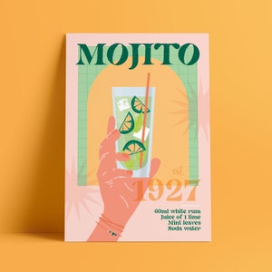 Mojito Cocktail Print: Retro Kitchen & Bar Wall Art