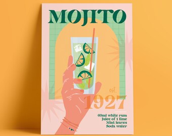 Mojito Cocktail Print: Retro Kitchen & Bar Wall Art