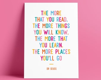 Dr. Seuss Quote Print: Rainbow Typography, Nursery Wall Art