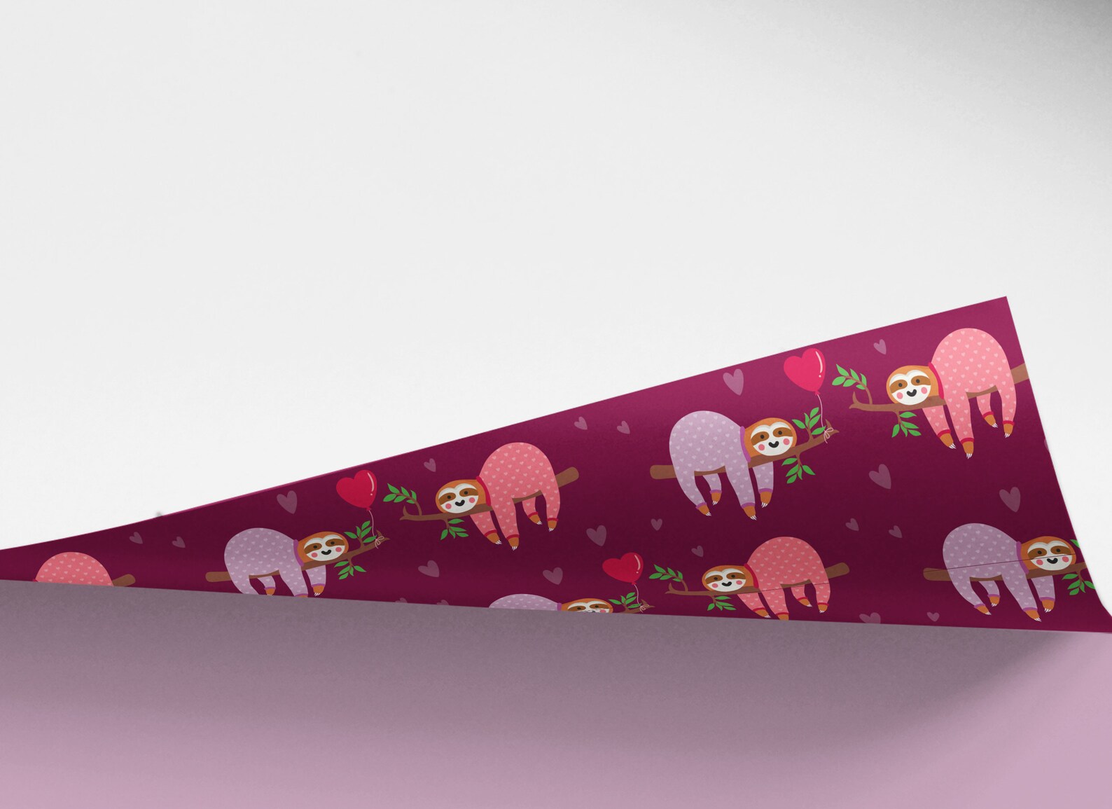 Sloth Wrapping Paper Sloth Gift Wrap Valentines Animal Etsy UK
