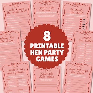 Lot de jeux pour la douche nuptiale : jeux de poule dessinés à la main (téléchargement numérique)