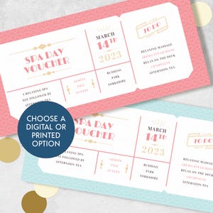 Modèle de bon-cadeau pour une journée au spa, carte-cadeau pour le spa, billet pour une journée au spa, journée au spa à imprimer, faire-part pour une journée au spa, personnalisé, téléchargement, imprimable