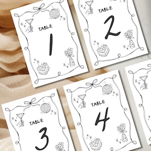 A5 Minimal Wedding Table Number Cards for Reception Decor