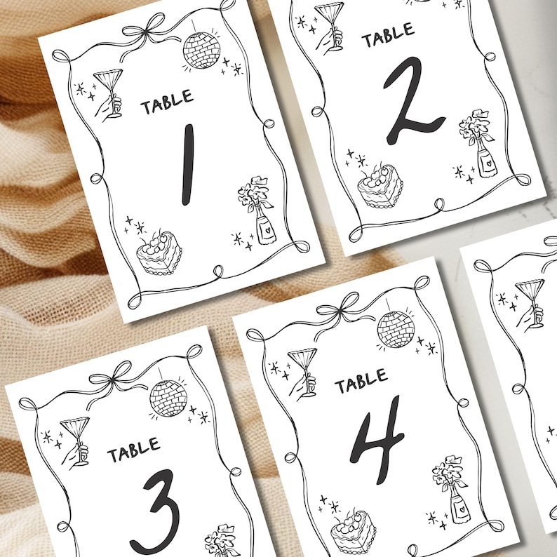 A5 Minimal Wedding Table Number Cards for Reception Decor