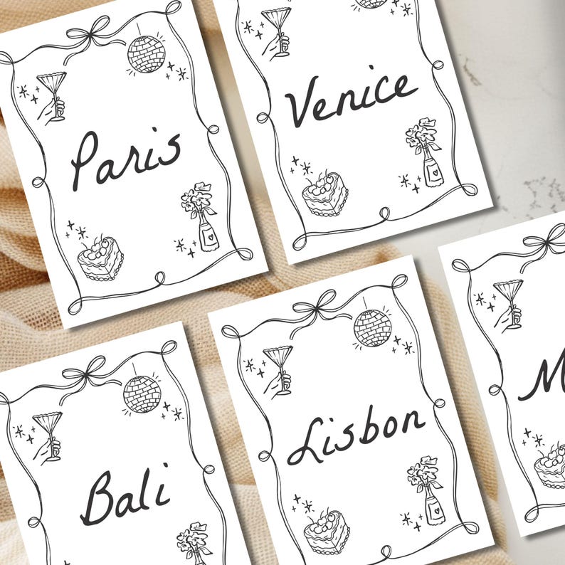 Custom Table Name Signs for Whimsical Wedding Themes