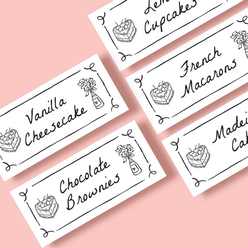 Wedding Buffet Food Labels in Minimalist Style