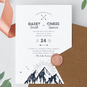 Mountain Wedding Invitation, Outdoors Wedding Invitation, Lake Invitation, Woodland Invitation, Rustic Invitation, Trees Wedding Invitation