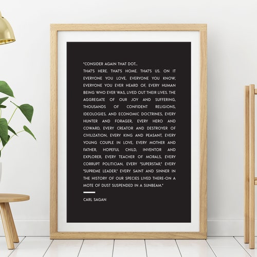 Carl Sagan Pale Blue Dot Quote Print Poster Etsy