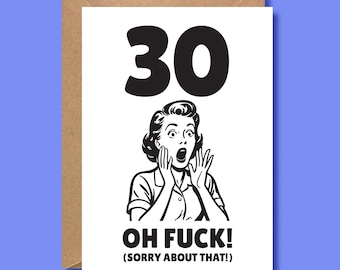 Lustig 30.Geburtstag Karte: Retro Humor A6 Gruß