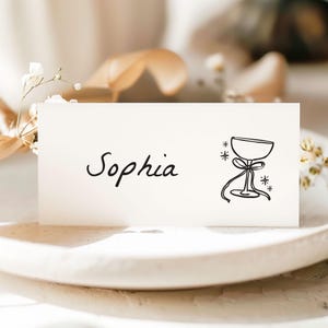Hand-Drawn Wedding Place Cards: Personalized Black & White Name Cards