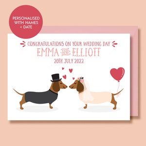 Dackel Hochzeitskarte, Wurst Hund Hochzeitskarte, Mr & Mrs Karte, Hund Hochzeitskarte, Lustige Hochzeitskarte, Süß, UK, für Paar, Braut und Bräutigam