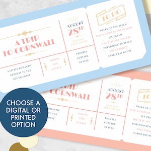 Bon week-end, voyage surprise, billet cadeau surprise, carte d'embarquement, idée cadeau d'anniversaire, bon de vacances personnalisé, billet de voyage