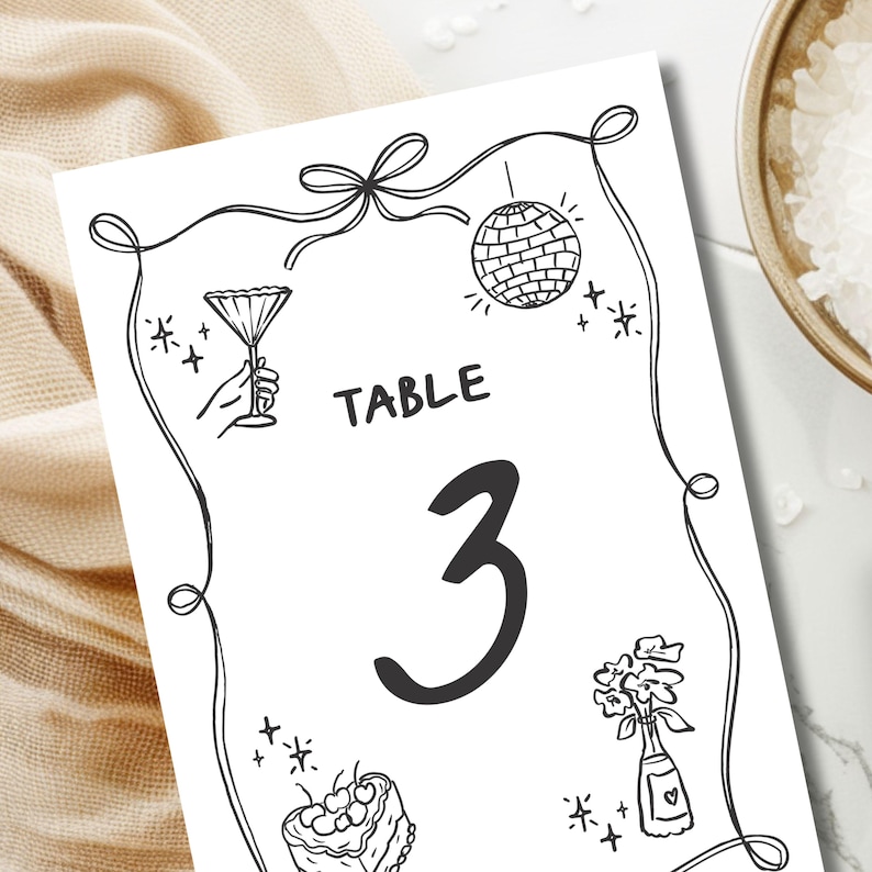 Rustic Hand Drawn Wedding Table Names for Seating Plan Display