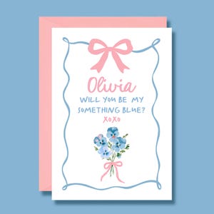 Você quer ser meu cartão de proposta Something Blue, cartão de casamento Something Blue, equipe Something Blue, cartão de madrinha, caprichoso, cartão A6 impresso