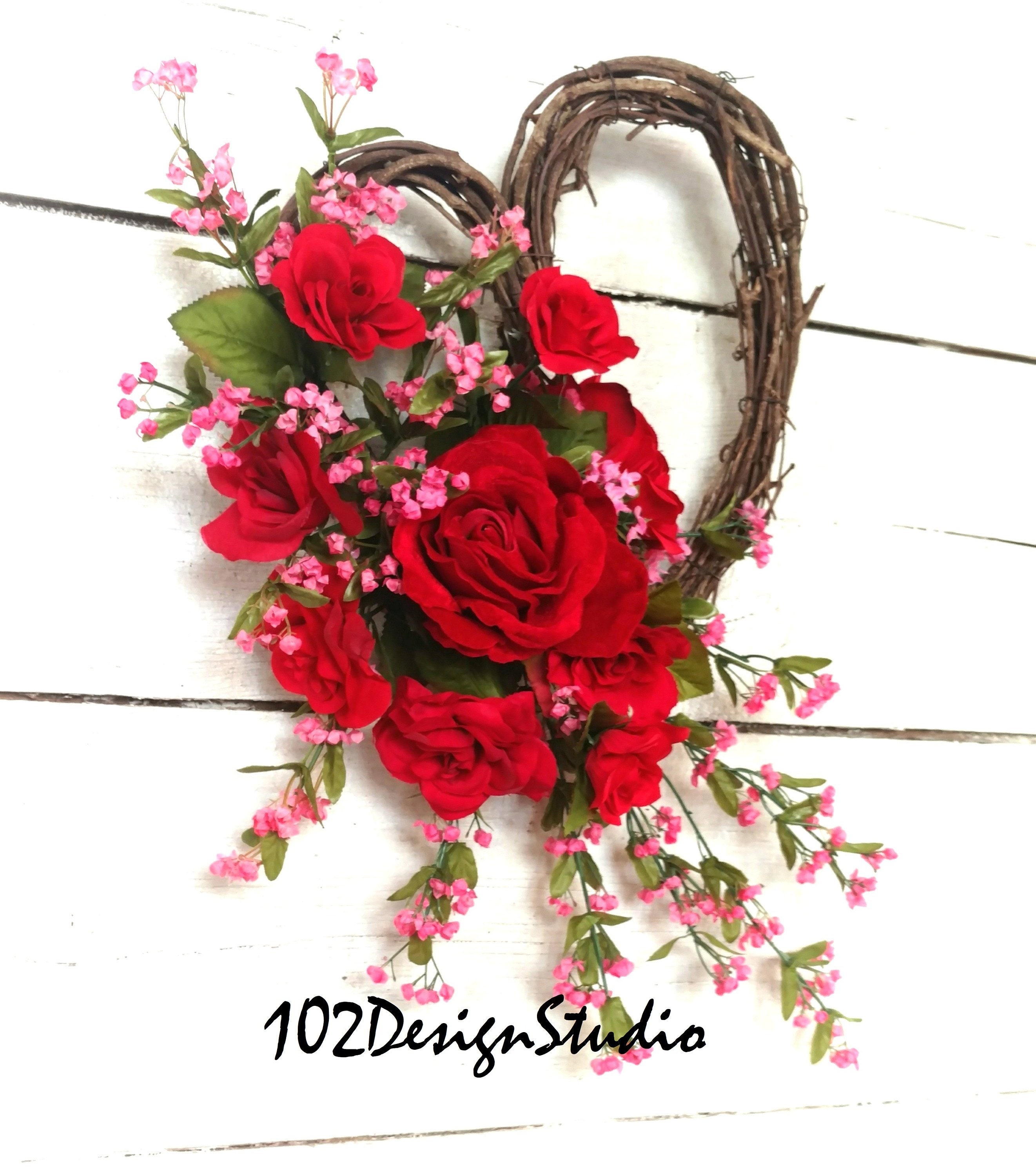 Valentine Wreath Heart Wreath Red Rose Wreath Gift For Her
