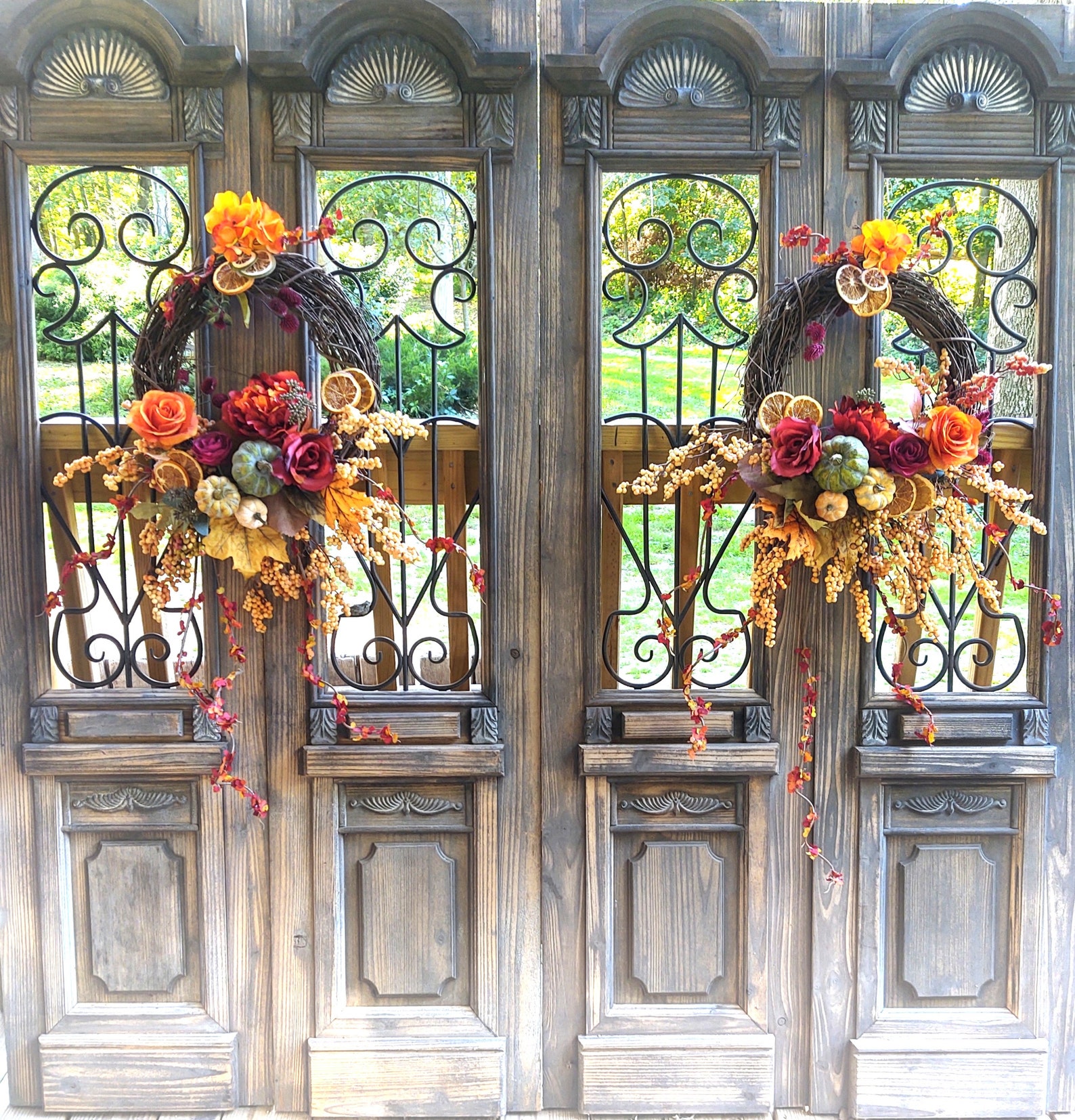 Double Door Fall Wreath Double Door Autumn Wreath Double Etsy