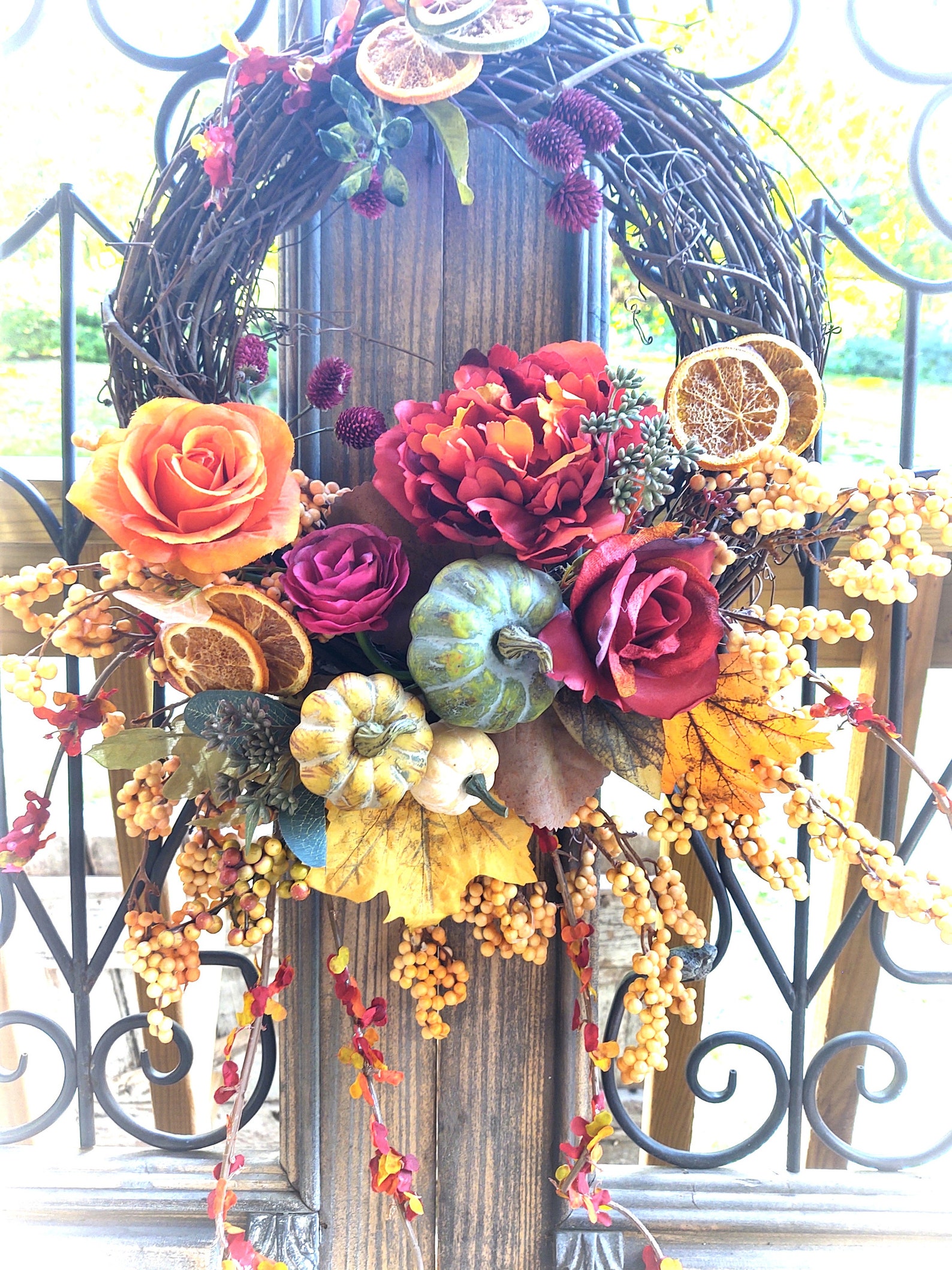 Double Door Fall Wreath Double Door Autumn Wreath Double Etsy
