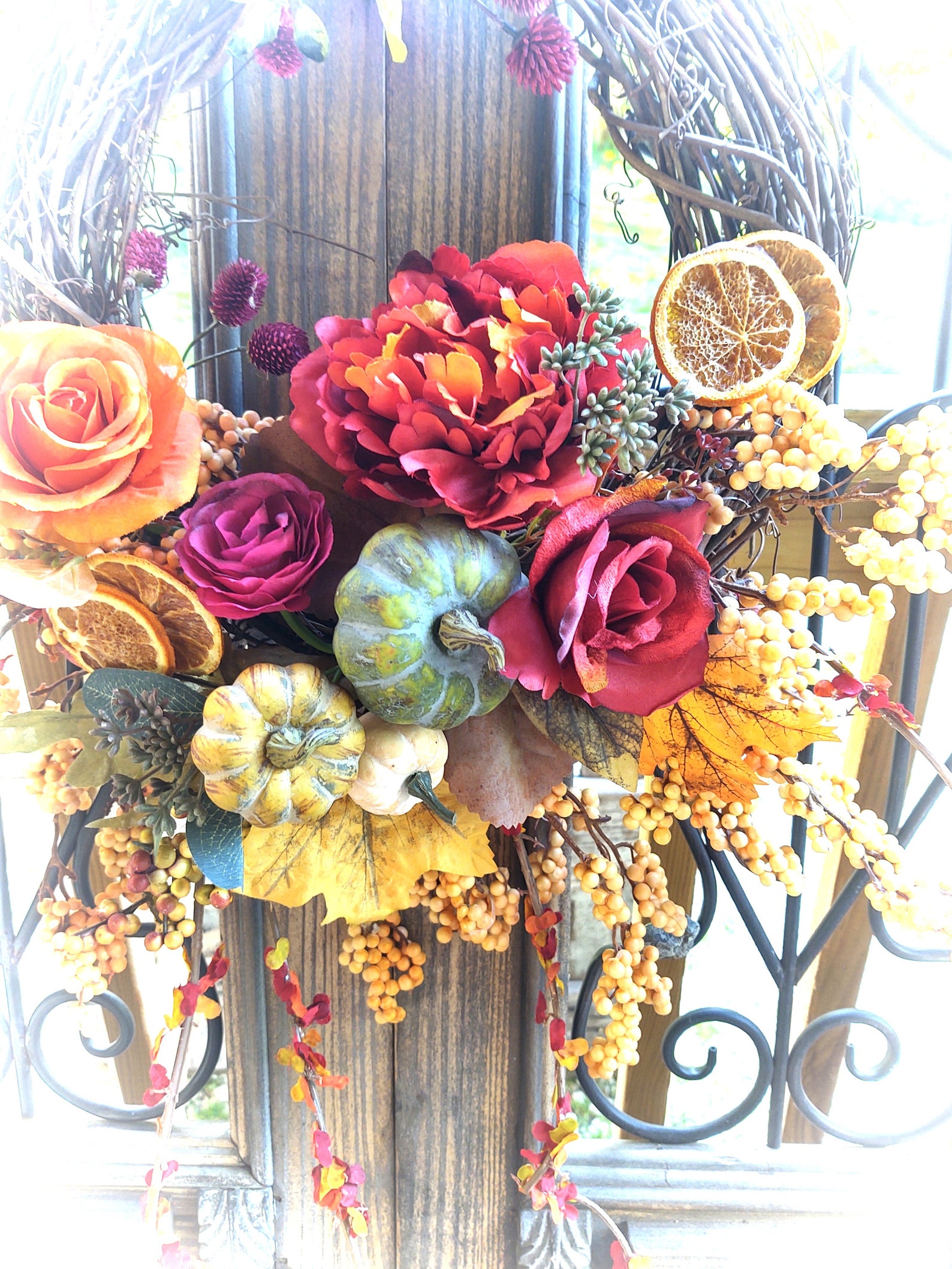 Double Door Fall Wreath Double Door Autumn Wreath Double Etsy