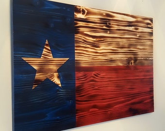 Charred Texas Flag, Rustic Texas State Flag, Texas Wall Art, Texas Wall Decor, Scorched Texas Wood Flag