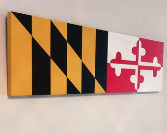 Letrero de madera con la bandera del estado de Maryland