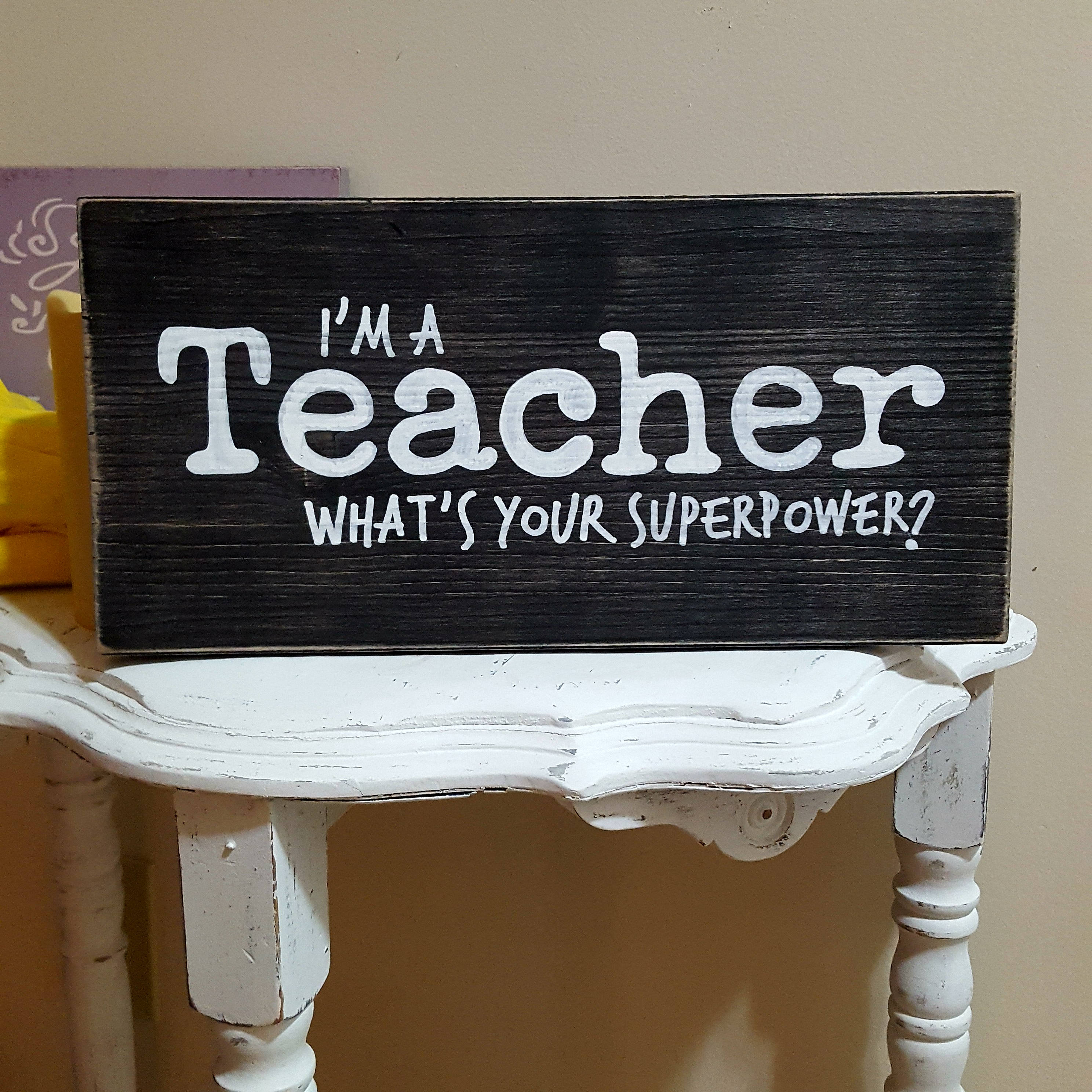 Teacher School Handwritten Chalkboard Wall Art Wood Art Etsy