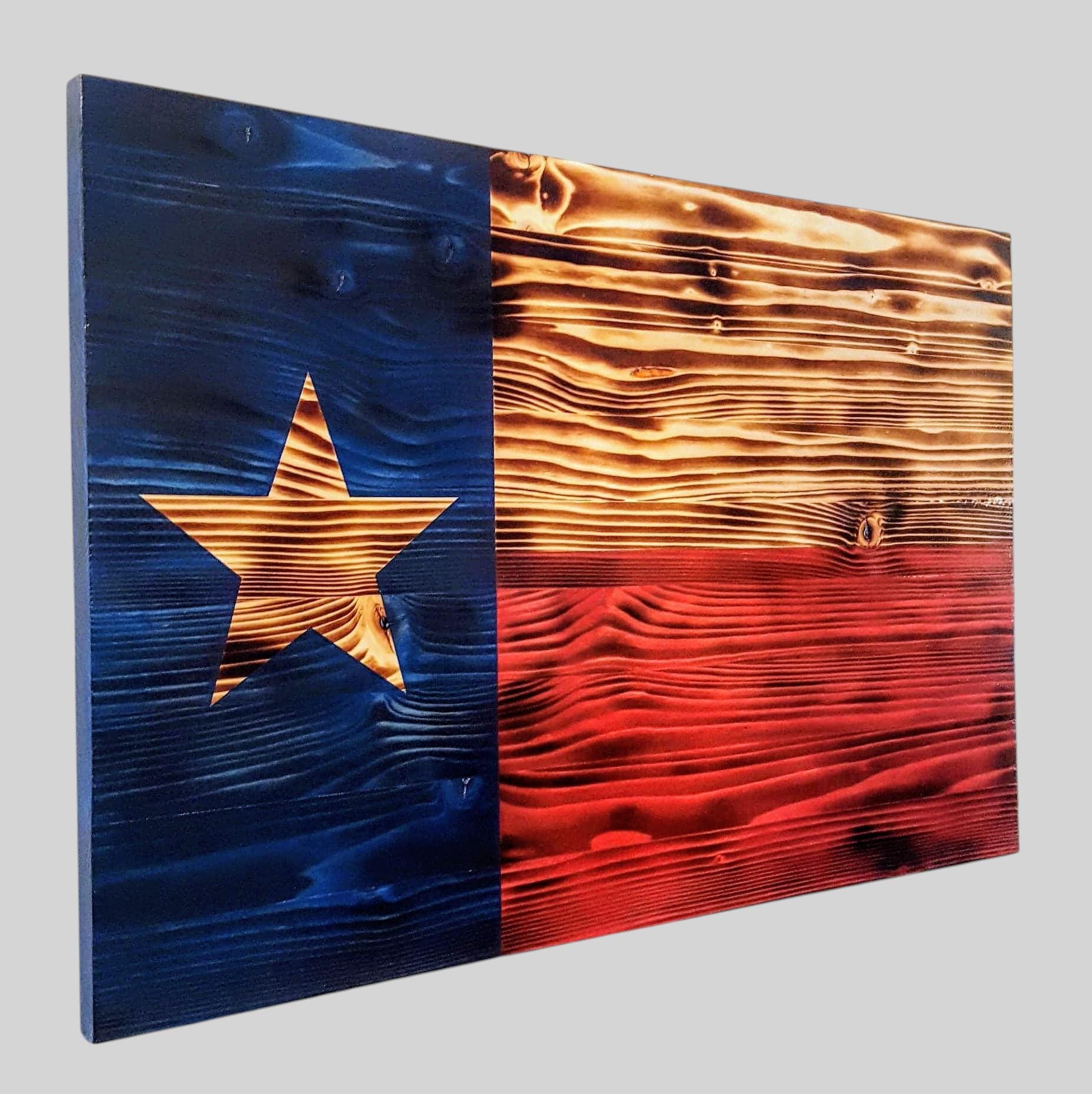 Rustic Burnt Charred Texas Flag - Unique Rustic Wall Art for Patriotic Home Decor