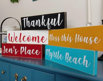 Letrero de madera rústico personalizado para estante