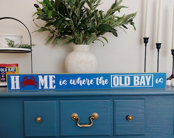 Letrero de cangrejo de Maryland, Old Bay, de madera, pintado a mano, 61 cm, para decoración del hogar