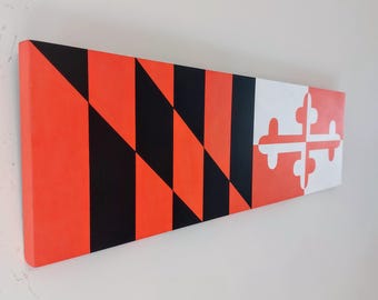 Decoración de pared con bandera de madera de los Baltimore Orioles de Maryland