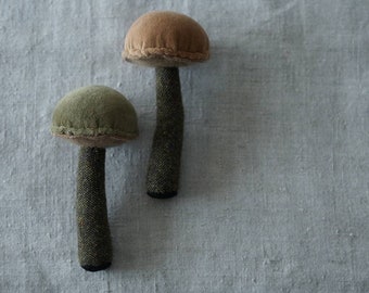 Baby crib toy, Mushroom Rattle, Green/ Beige