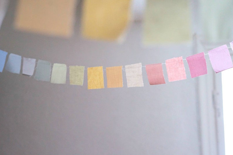 10 metres Watercolor fabric scrap garland image 1