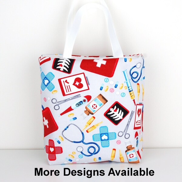 Medical Theme Science Fabric Gift Bag, Nurse Appreciation Gift, Choose from 4 Different Designs