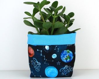 Outer Space Fabric Plant Pot Cover, Astronomy Gift