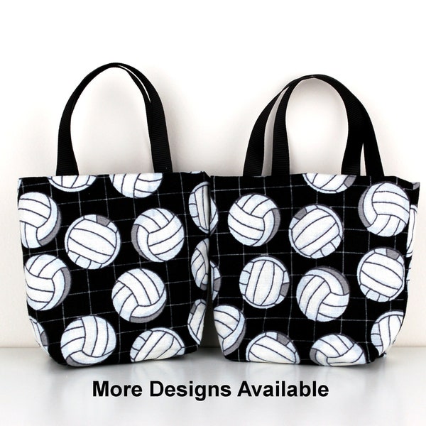 Set of 2 Sports Themed Fabric Gift Bags, Choose from Volleyball, Baseball, Basketball, Football, or Cycling