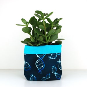 Science Planter, Fabric Plant Pot Cover, Flower Pot Cover, DNA Flower Pot, DNA on Blue plus 5 More Designs