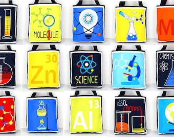 Set of 15 Science Fabric Gift Bags, Science Party Favor Bags, Chemistry