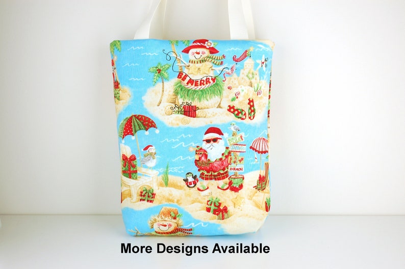 Christmas Fabric Gift Bag, Small Christmas Goody Bag, Choose From 6 Different Designs image 1