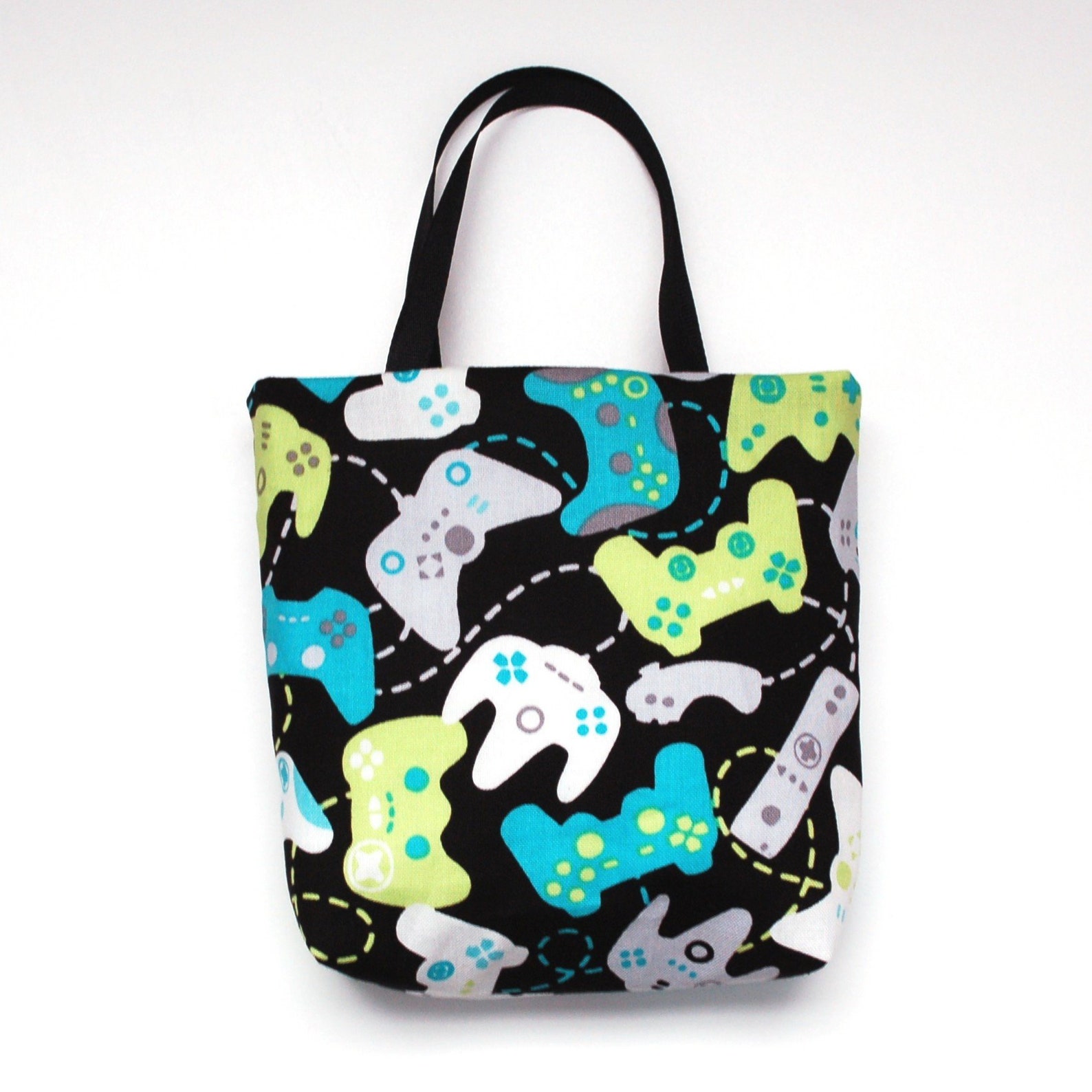 Video Game Fabric Gift Bag Game Controllers on Black Etsy