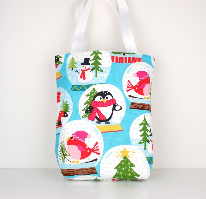 Christmas Fabric Gift Bag, Small Christmas Goody Bag, Choose From 6 Different Designs image 2