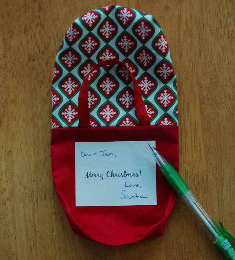 Christmas Fabric Gift Bag Gnomes on Blue