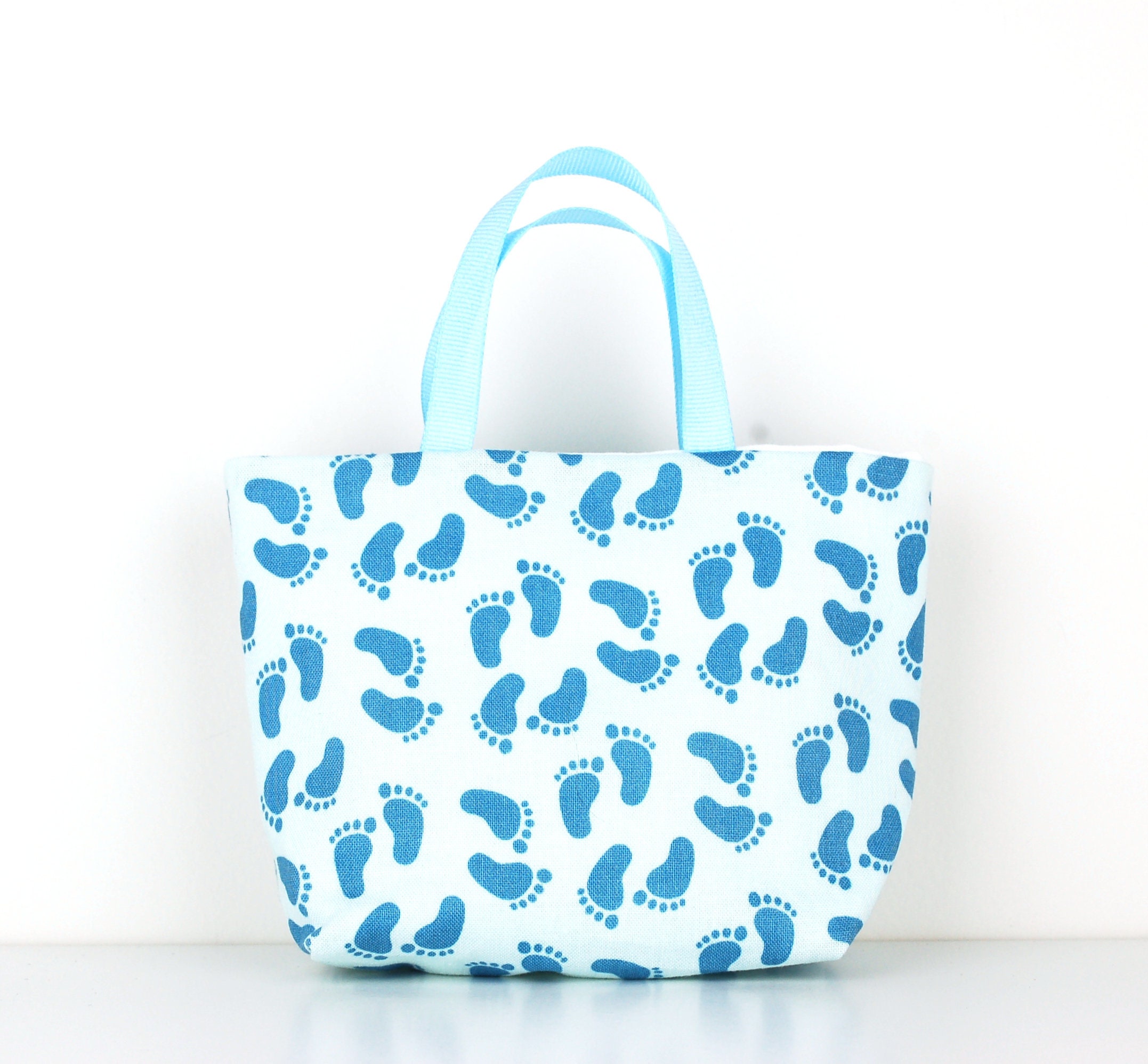 Baby Boy Fabric Gift Bag Baby Shower Favor Bag Blue Feet Etsy