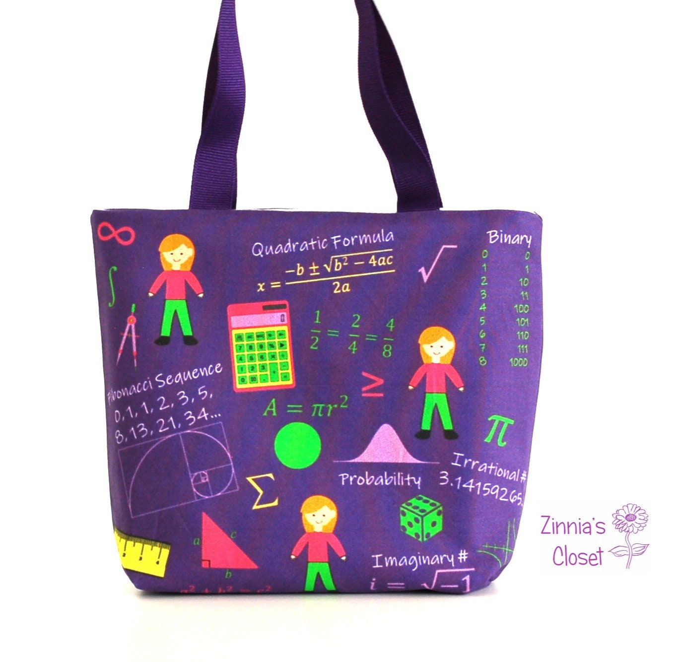 Math Fabric Gift Bag, Math and Science Girls, Custom Fabric Design by ...