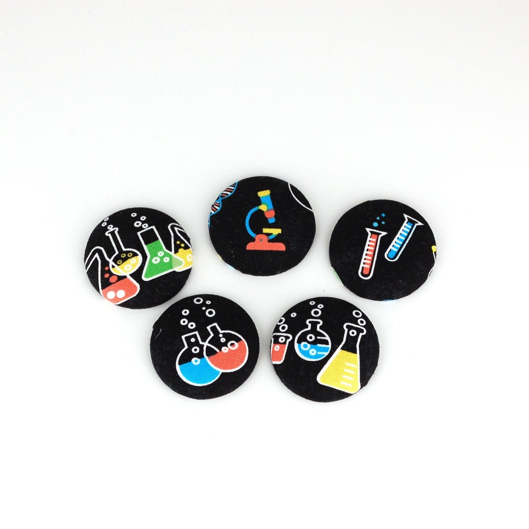 Science Fabric Covered Button Magnets Set of 5 Laboratory - Etsy New ...
