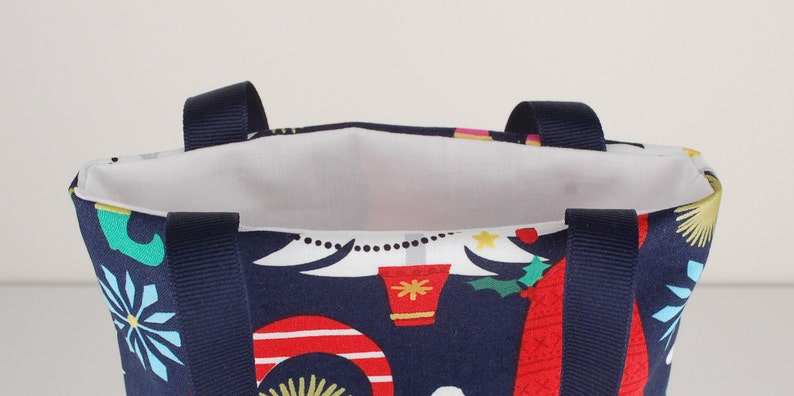 Christmas Fabric Gift Bag Gnomes on Blue