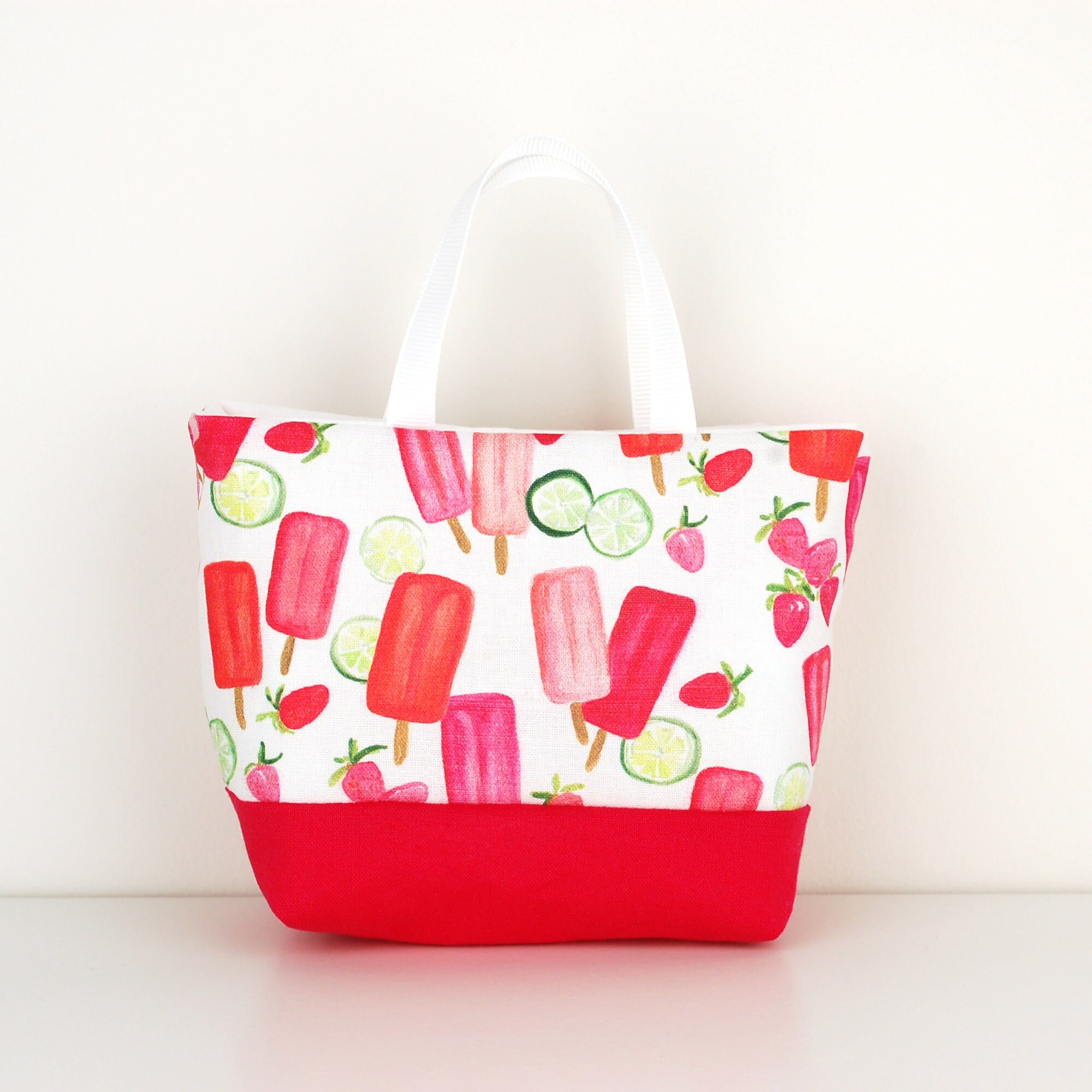 Popsicle Fabric Gift Bag Pink Popsicles on White Etsy