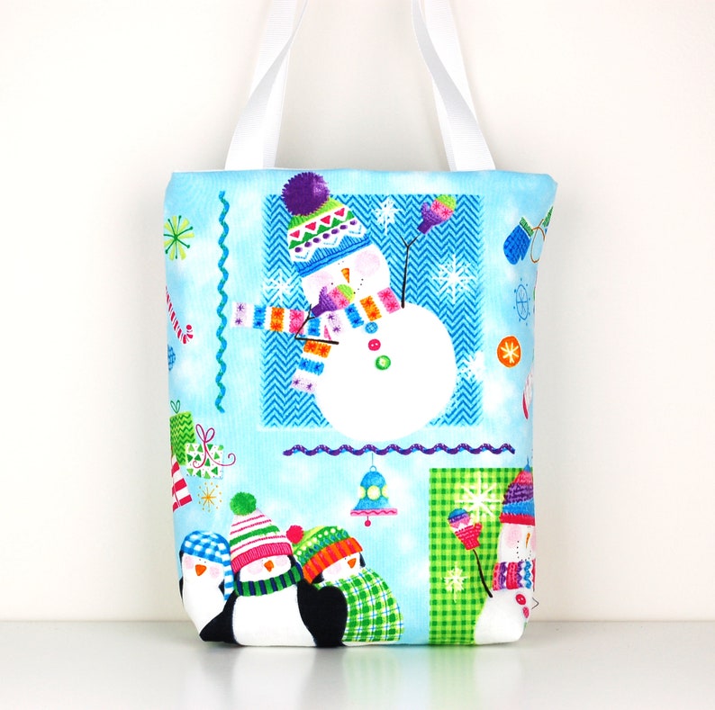 Christmas Fabric Gift Bag, Small Christmas Goody Bag, Choose From 6 Different Designs image 4