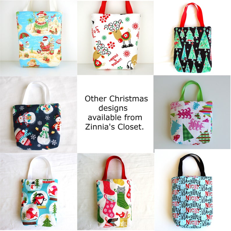 Christmas Fabric Gift Bag Gnomes on Blue