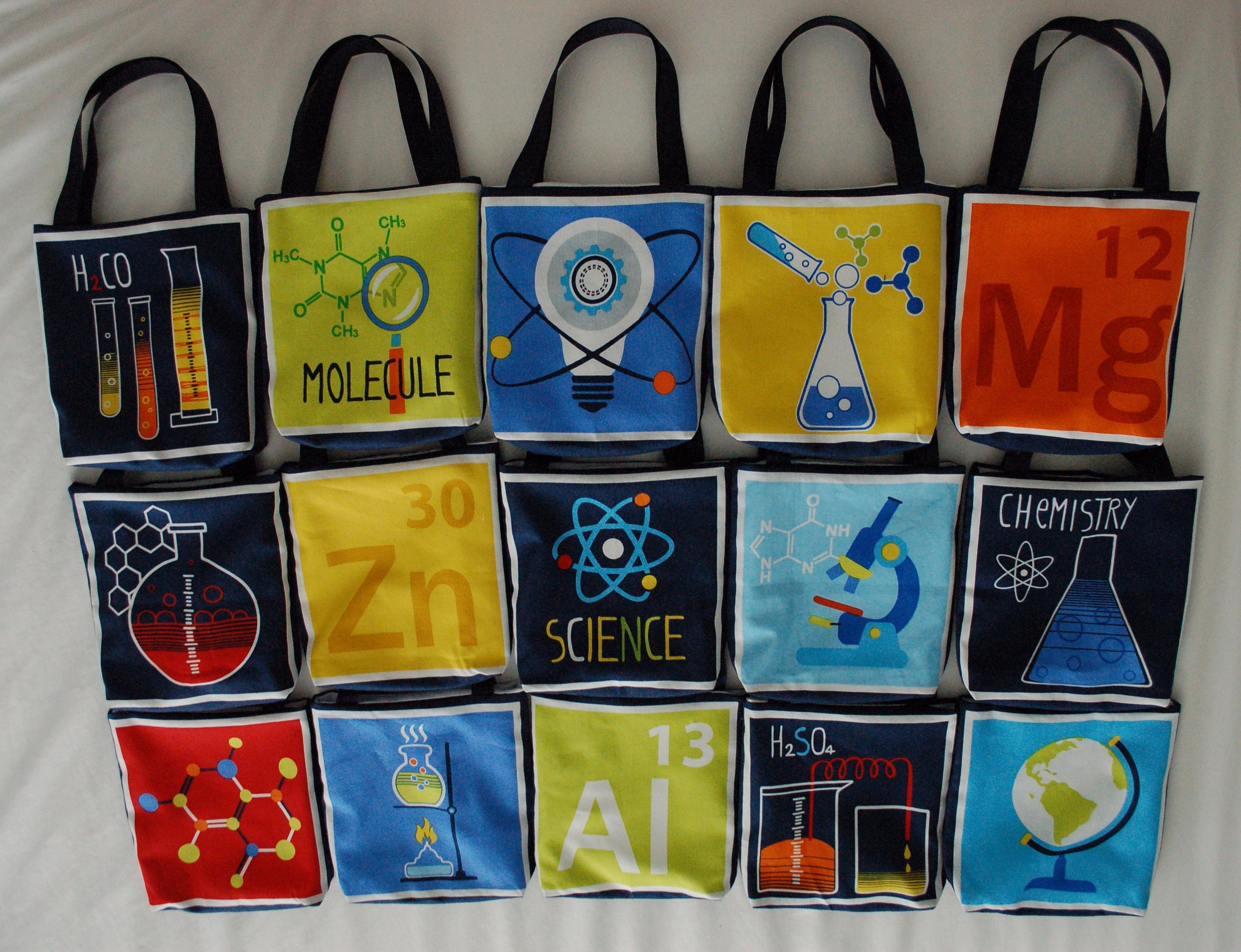 Set of 15 Science Fabric Gift Bags Science Party Favor Bags Etsy