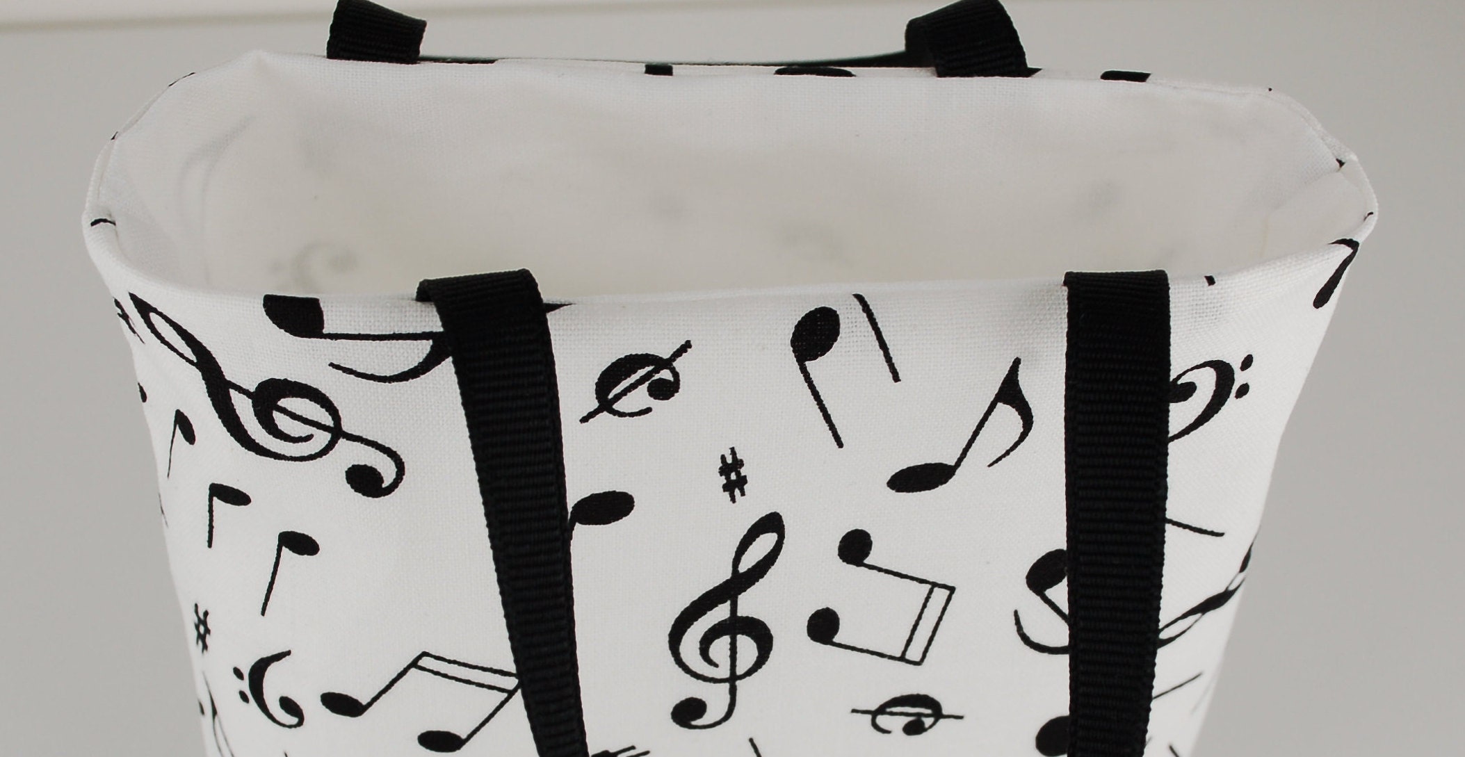 Music Fabric Gift Bag Musical Notes on White Etsy